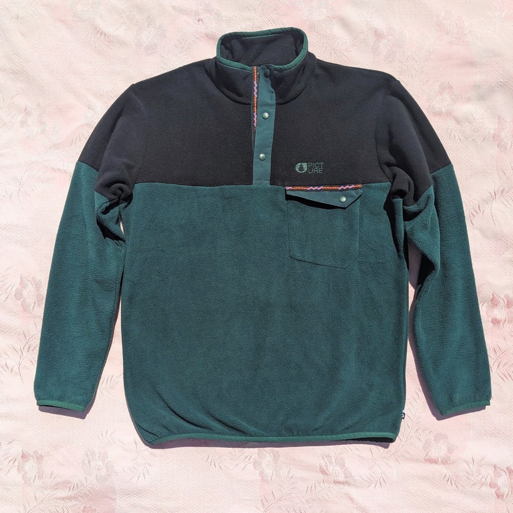 Picture Organic Clothing Arcca 1/4 Fleece Pullover Men's Large Green Black